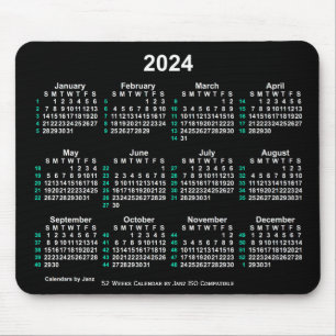 2024 Neon White 52 weken ISO-kalender door Janz Muismat