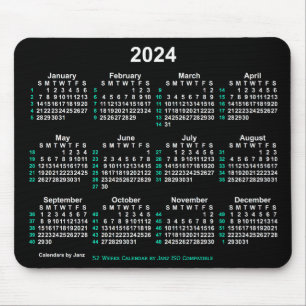 2024 Neon White 52 weken ISO-kalender door Janz Muismat