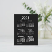 2024 Neon White 6 maanden Mini Calendar van Janz Briefkaart (Staand voorkant)