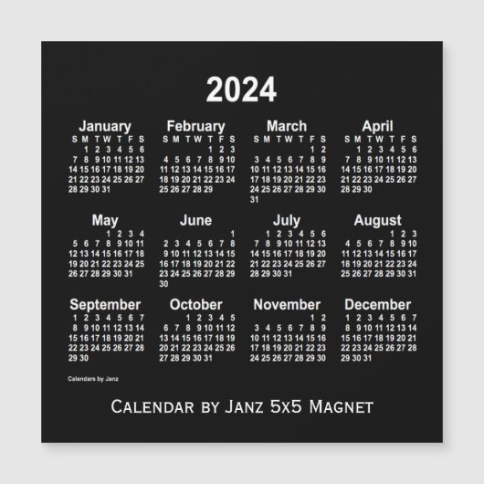 2024 Neon White Agenda van Janz 5x5 Magnet (Voorkant)