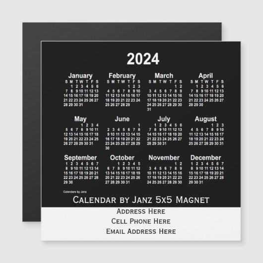 2024 Neon White Business Calendar van Janz (Voorkant / Achterkant)