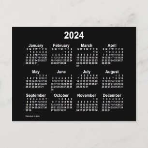 2024 Neon White Mini Calendar van Janz Briefkaart
