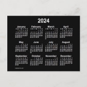 2024 Neon White Mini Calendar van Janz Briefkaart (Voorkant)