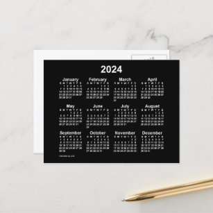 2024 Neon White Mini Calendar van Janz Briefkaart