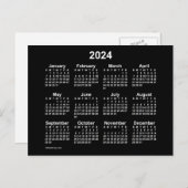2024 Neon White Mini Calendar van Janz Briefkaart (Voorkant / Achterkant)