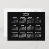 2024 Neon White Mini Kalender van Janz Briefkaart (Voorkant / Achterkant)