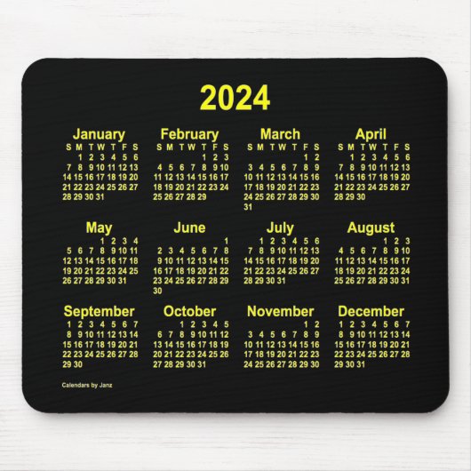 2024 Neon Yellow Agenda van Janz Muismat (Voorkant)