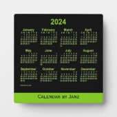 2024 Neon Yellow Green Desk Calendar van Janz Fotoplaat (Voorkant)