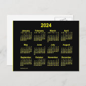 2024 Neon Yellow Mini Agenda van Janz Briefkaart (Voorkant / Achterkant)