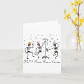2024 New Year Crew Skeleton Dancing Funny Nurse Ic Kaart (Gele Bloem)