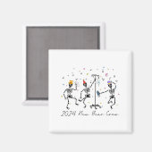 2024 New Year Crew Skeleton Dancing Funny Nurse Ic Magneet (Voorkant / Achterkant)