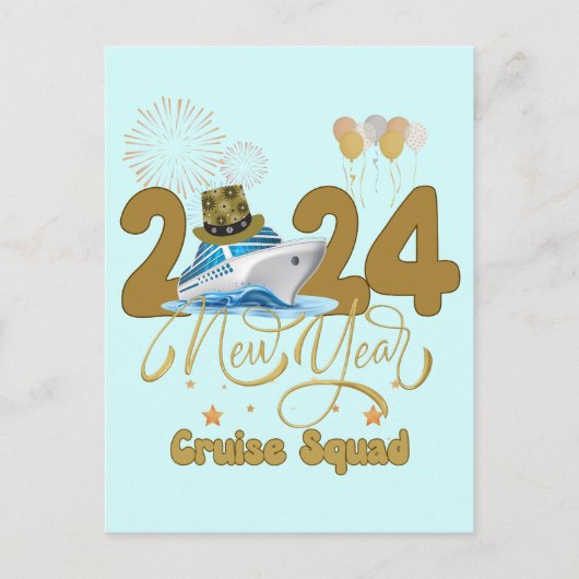 2024 New Year Cruise Squad NYE Party Reisgroep Briefkaart (Voorkant)