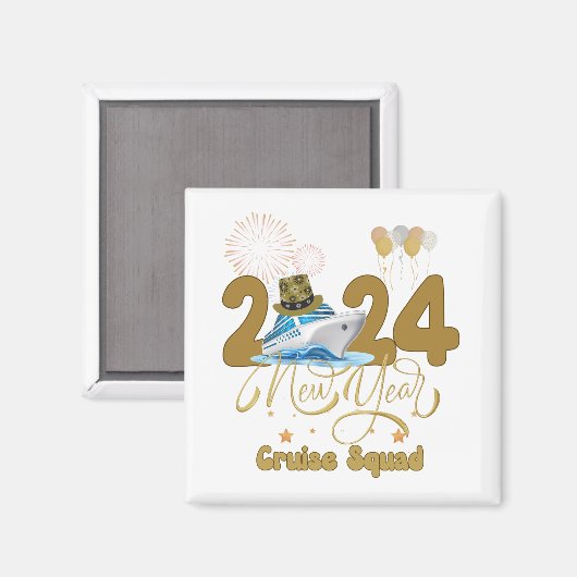 2024 New Year Cruise Squad NYE Party Reisgroep Magneet (Voorkant / Achterkant)