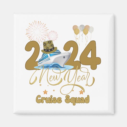 2024 New Year Cruise Squad NYE Party Reisgroep Magneet (Voorkant)