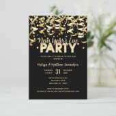 2024 NEW YEAR'S EVE PARTY Gouden Glitter Zwart Kaart (Staand voorkant)