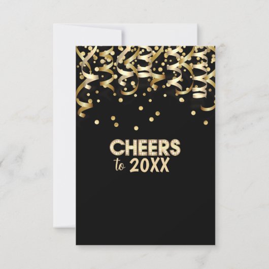 2024 NEW YEAR'S EVE PARTY Gouden Glitter Zwart Kaart (Achterkant)