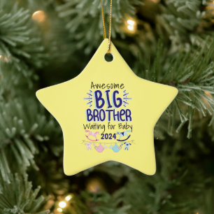 2024 Nieuwe Big Brother Wachten op Baby Sibling Keramisch Ornament