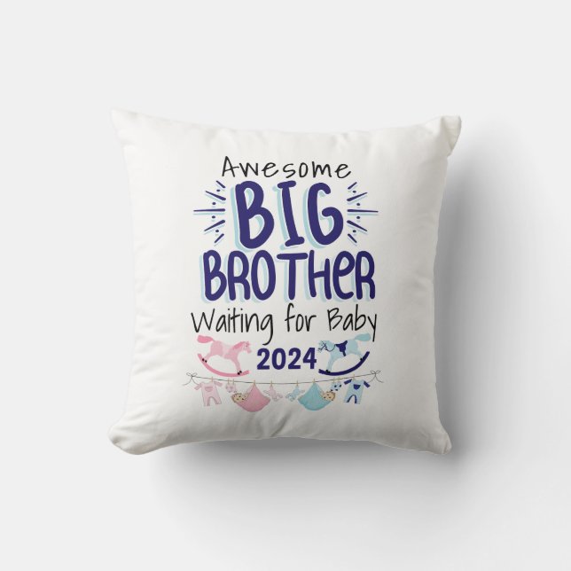 2024 Nieuwe Big Brother Wachten op Baby Sibling Kussen (Voorkant)