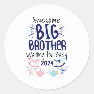 2024 Nieuwe Big Brother Wachten op Baby Sibling Ronde Sticker
