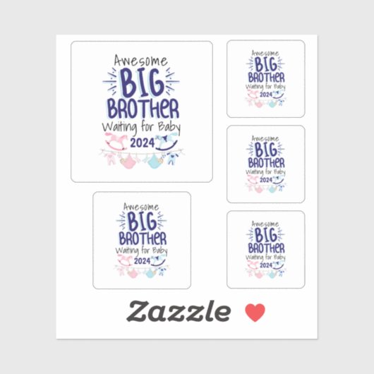 2024 Nieuwe Big Brother Wachten op Baby Sibling Sticker (Vel)