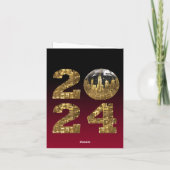 2024 Nieuwe Jaren Eve-Gold & Red- Feestdagen Kaart (Achterkant)