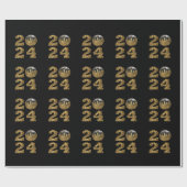 2024 Nieuwjaar—Ball-NYC Gold- Cadeaupapier (Vlak)