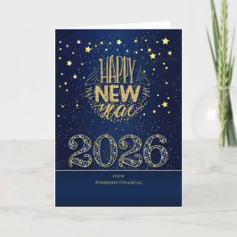 2024 Nieuwjaar blauw en goud met naam Feestdagen Kaart