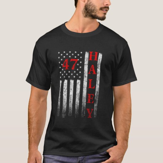 2024 Nikki Haley President Amerikaanse Vlag USA Am T-shirt (Voorkant)