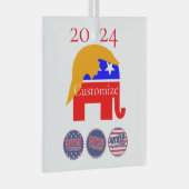 2024 Nooit Trump Thunder_Cove Glas Ornament (Voorkant Rechts)