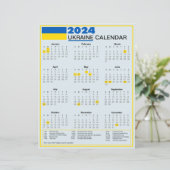 2024 Oekraïense kalender met Oekraïense Feestdagen (Staand voorkant)