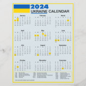 2024 Oekraïense kalender met Oekraïense Feestdagen (Voorkant)