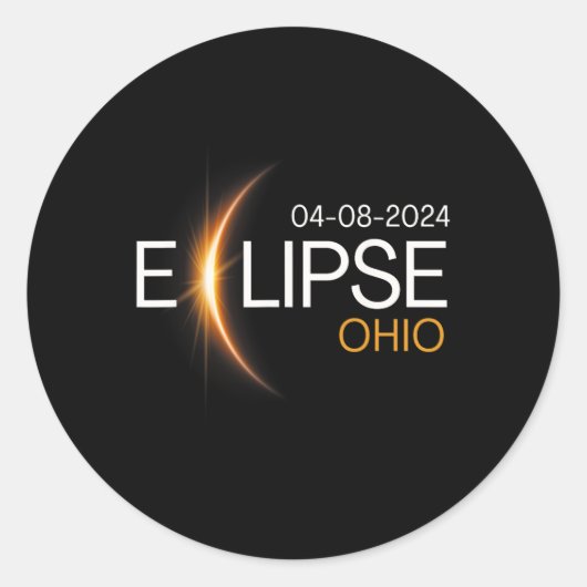 2024 Ohio Solar Totality Eclipse Ohio Solar 2024 Ronde Sticker (Voorkant)
