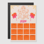 2024 Oranje Kalender - Lord Ganpati Magnetische Ka (Voorkant / Achterkant)