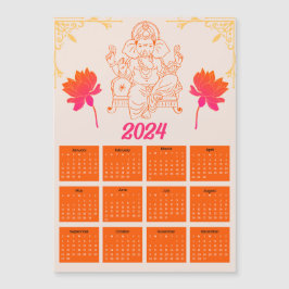 2024 Oranje Kalender - Lord Ganpati Magnetische Ka