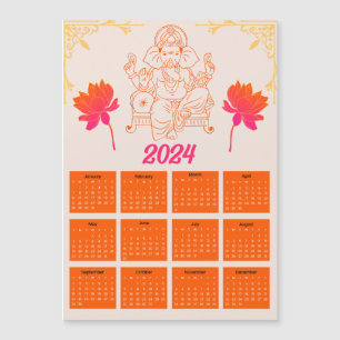 2024 Oranje Kalender - Lord Ganpati Magnetische Ka