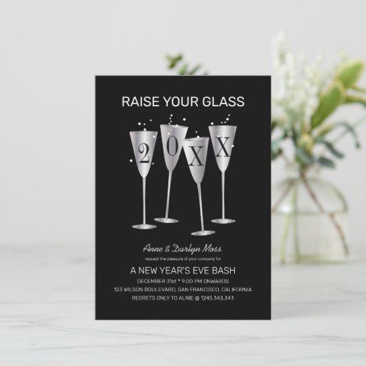 2024 Oudejaarsavond aftelfeest uitnodiging (Staand voorkant)