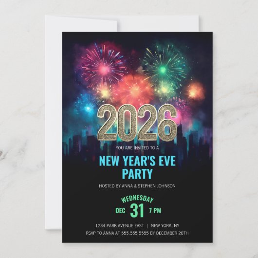 2024 Oudejaarsavond Elegant Vuurwerk Kaart (Voorkant)