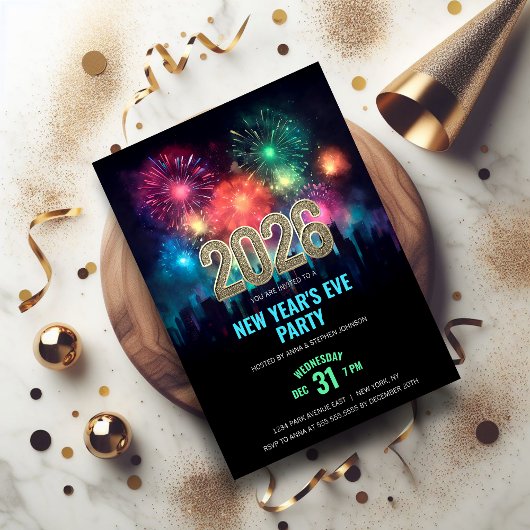 2024 Oudejaarsavond Elegant Vuurwerk Kaart