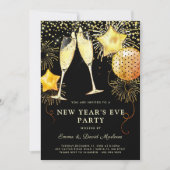 2024 Oudejaarsavond Gold Glitter op zwart Kaart (Voorkant)