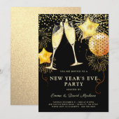2024 Oudejaarsavond Gold Glitter op zwart Kaart (Voorkant / Achterkant)