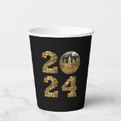 2024 Oudejaarsavond Party-Ball-NYC Gold- Papieren Bekers (Achterkant)
