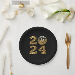 2024 Oudejaarsavond Party-Ball-NYC Gold- Papieren Bordje