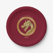 2024 Oudejaarsavond Party-Chinese New Years-Dragon Papieren Bordje (Voorkant)