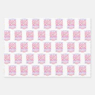 2024 Oudere Zus Wacht op Nieuwe Baby Inpakpapier Vel