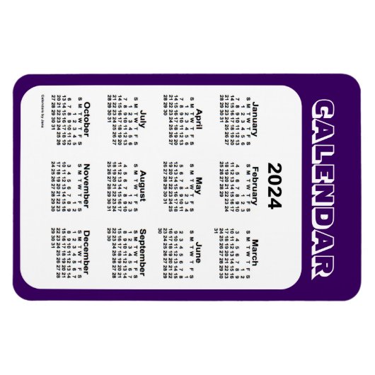 2024 Paarse agenda van Janz 4x6 Magnet Magneet (Horizontaal)