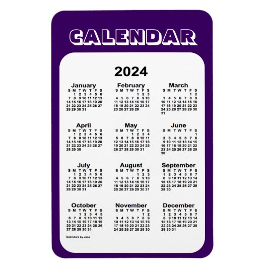 2024 Paarse agenda van Janz 4x6 Magnet Magneet (Verticaal)