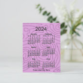 2024 Paarse Doolhof 6 Maanden Mini Kalender van Ja Briefkaart (Staand voorkant)