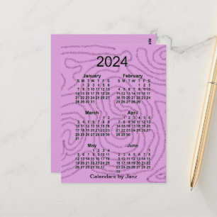 2024 Paarse Doolhof 6 Maanden Mini Kalender van Ja Briefkaart