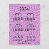 2024 Paarse Doolhof 6 Maanden Mini Kalender van Ja Briefkaart (Voorkant)