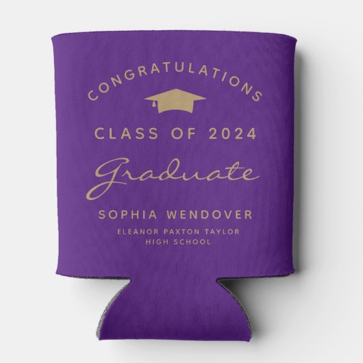 2024 Paarse gouden Afstuderen Koelbox Blikjeskoeler (Achterkant)